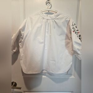Floral Embroidered White Top